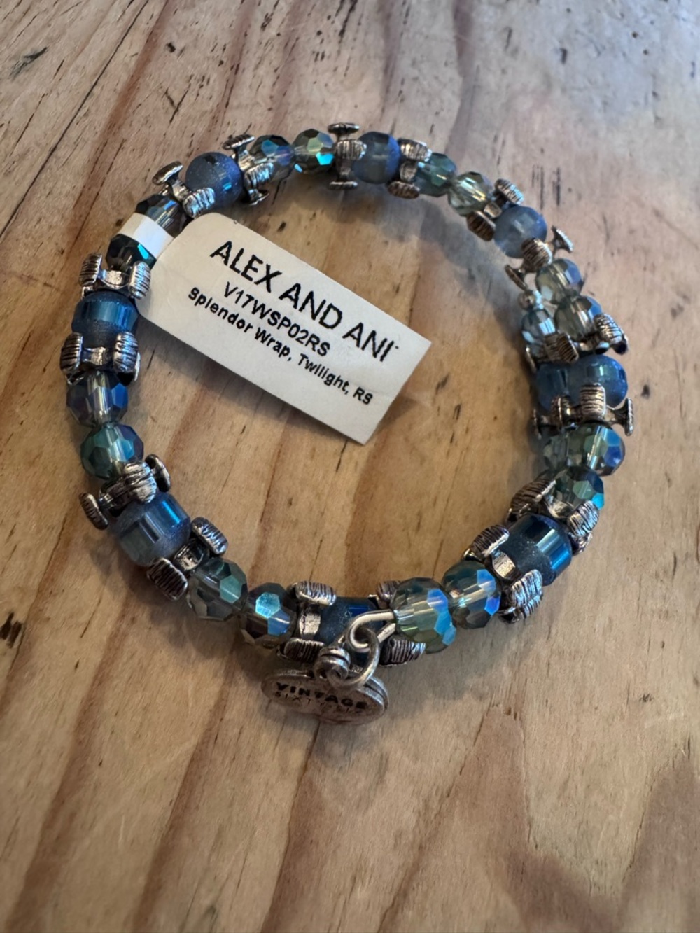 Alex and Ani Twilight Blue Beaded Wrap Bracelet…see all pictures